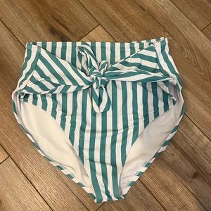 Green and White Striped Bikini Bottoms